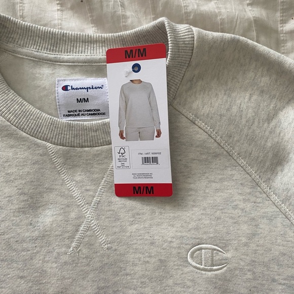 Champion crewneck (medium), cream/heather gray - Picture 5 of 5